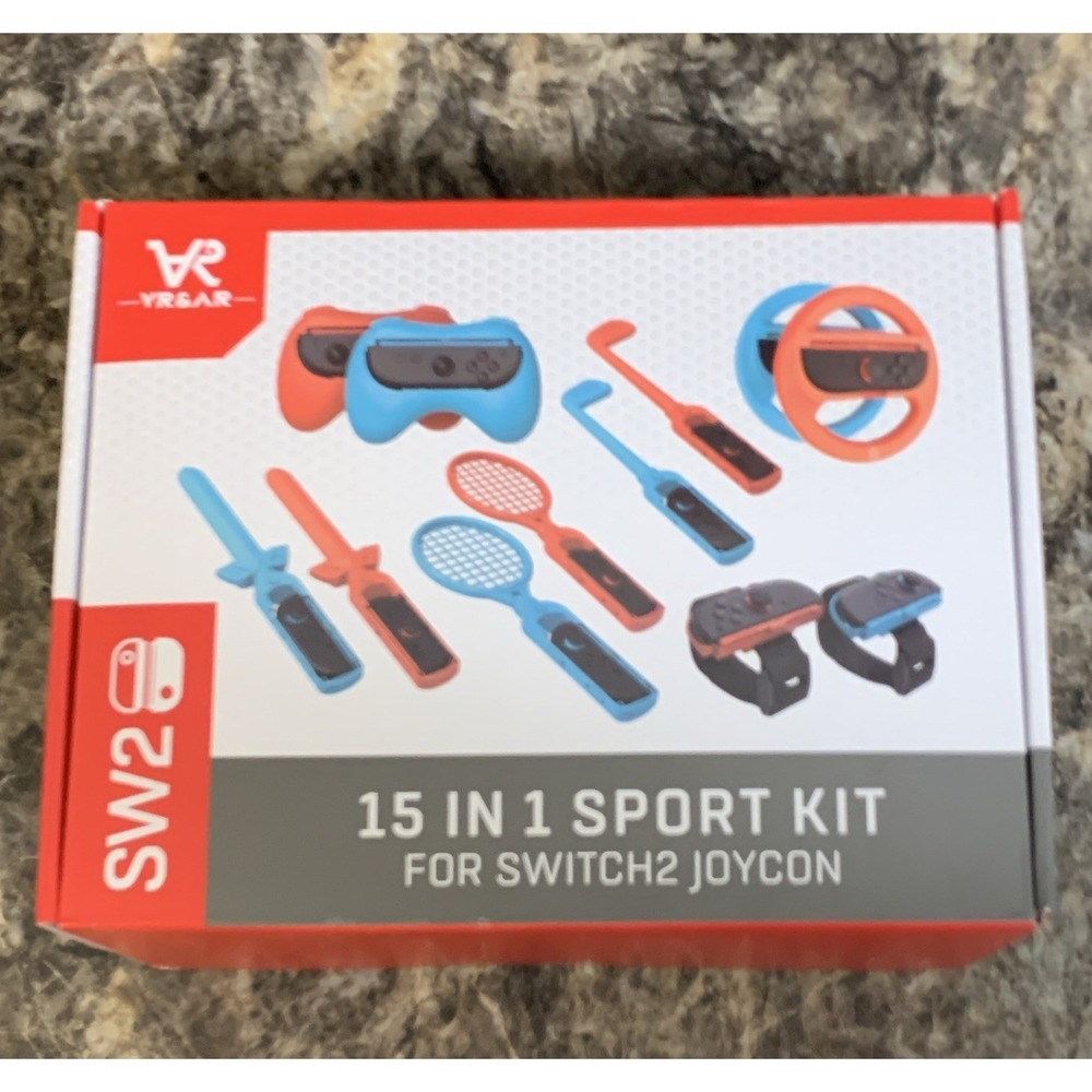 VR&AR 15-in-1 Sports Kit for Switch 2 Joy-Con w/ Wheel, Grip, Wristband